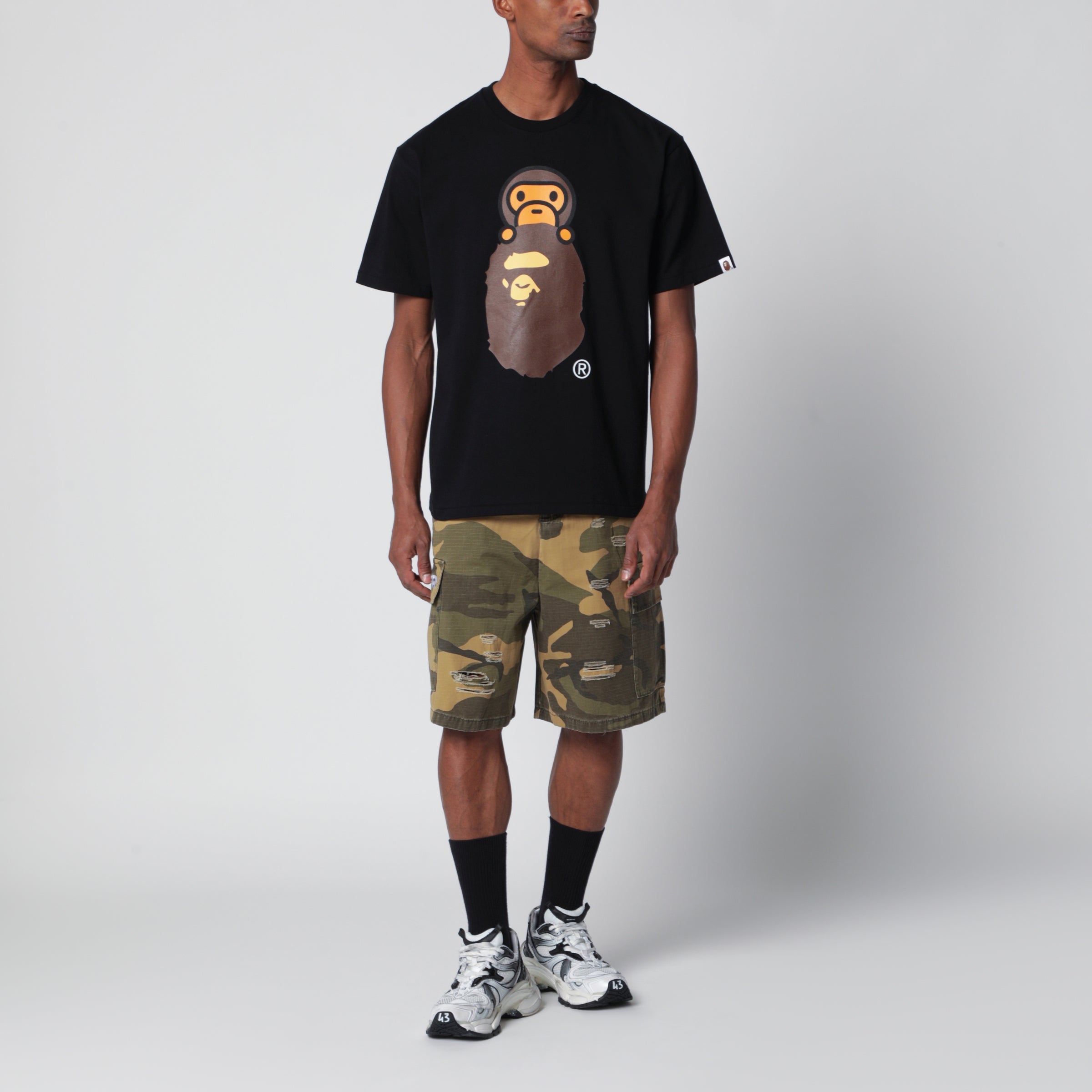 BAPE Black T-shirt with Baby Milo monkey print | TheDoubleF