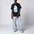 Schwarzes T-Shirt mit blau/hellblauem Camouflage-Print