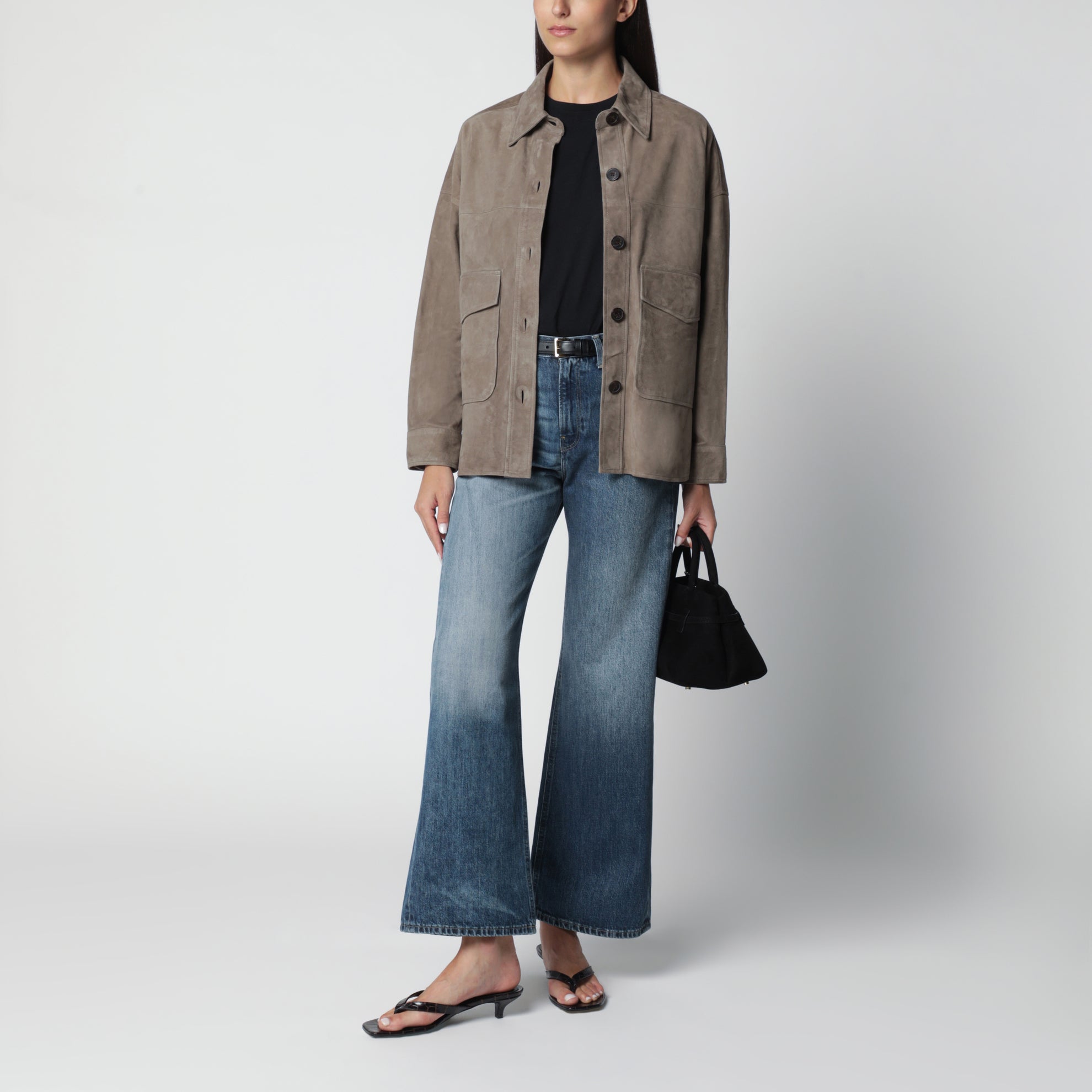 Taupe Kaylee suede shirt jacket