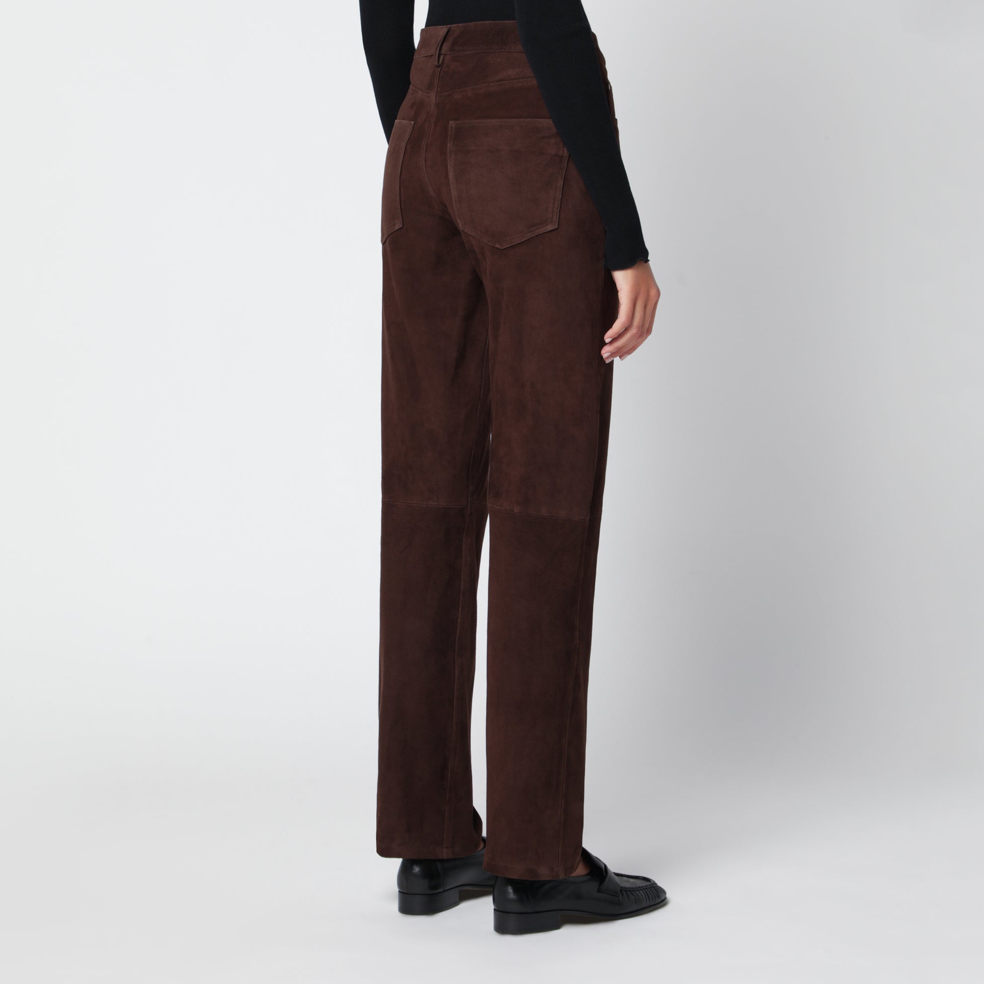 Jean trousers in suede, Brown