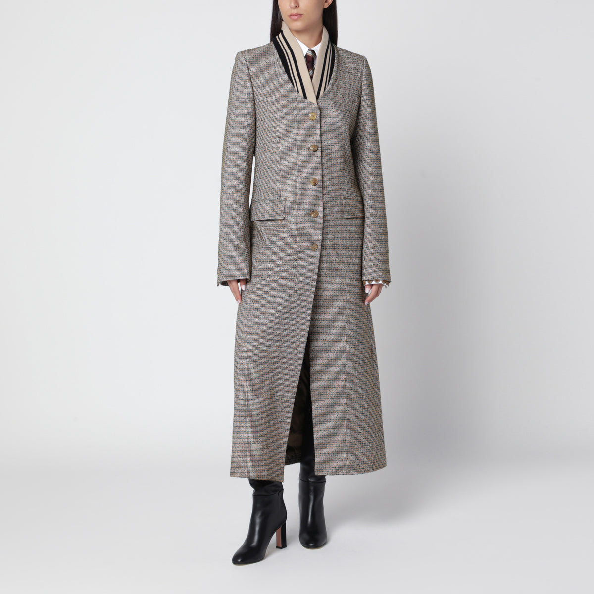 Cappotto monopetto con microfantasia