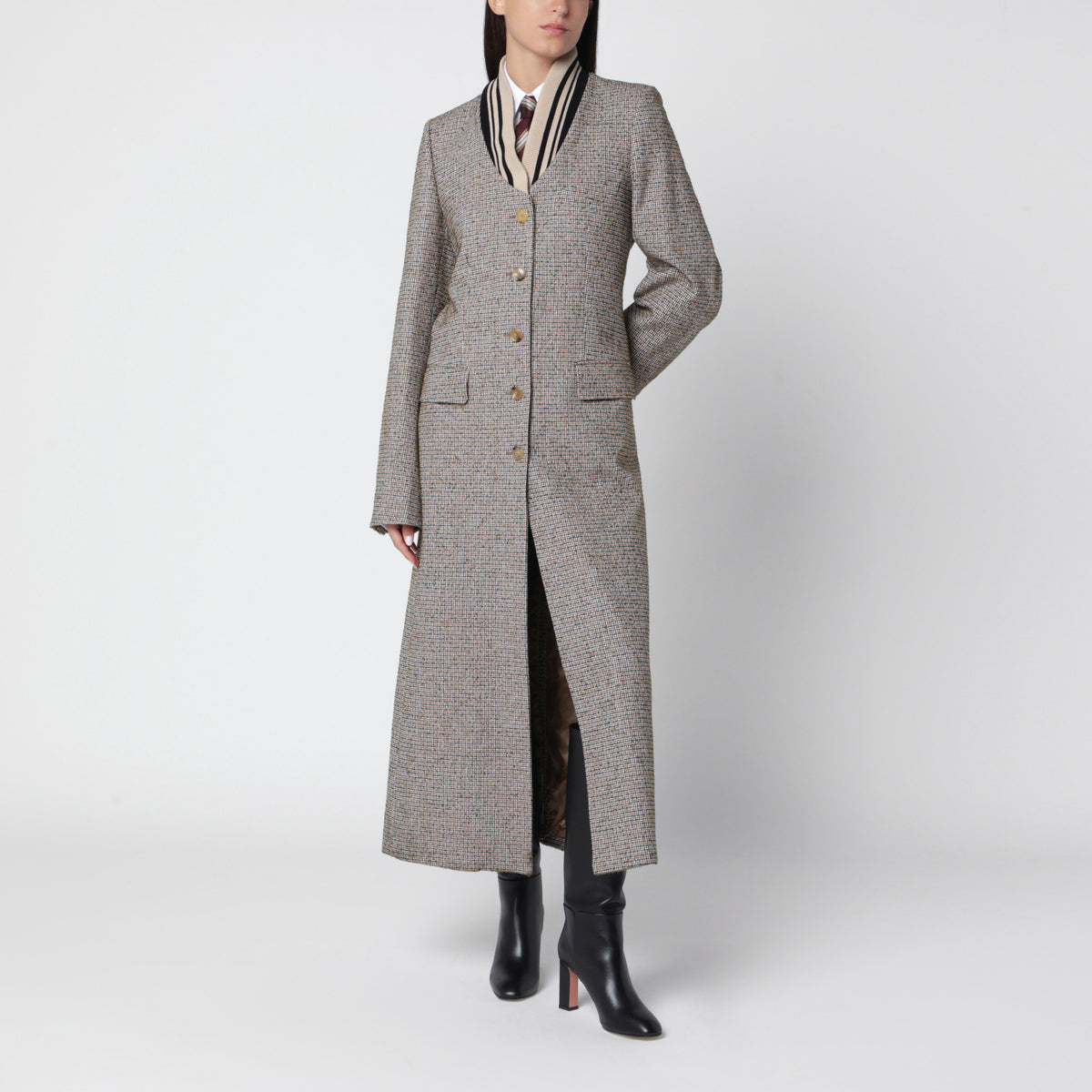Cappotto monopetto con microfantasia