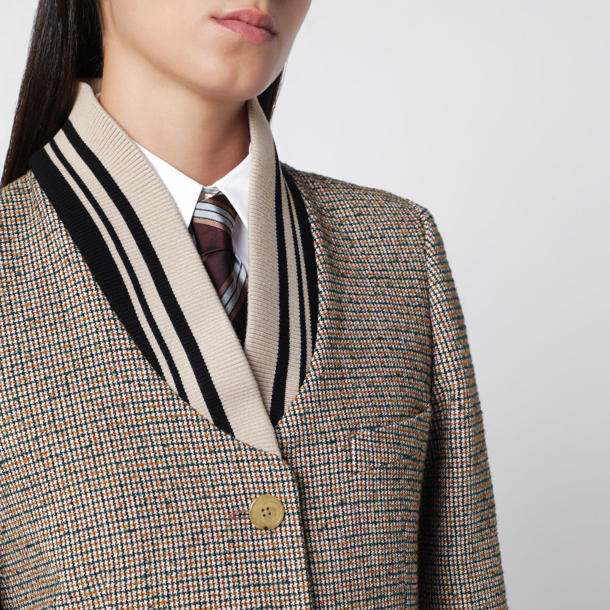 Cappotto monopetto con microfantasia
