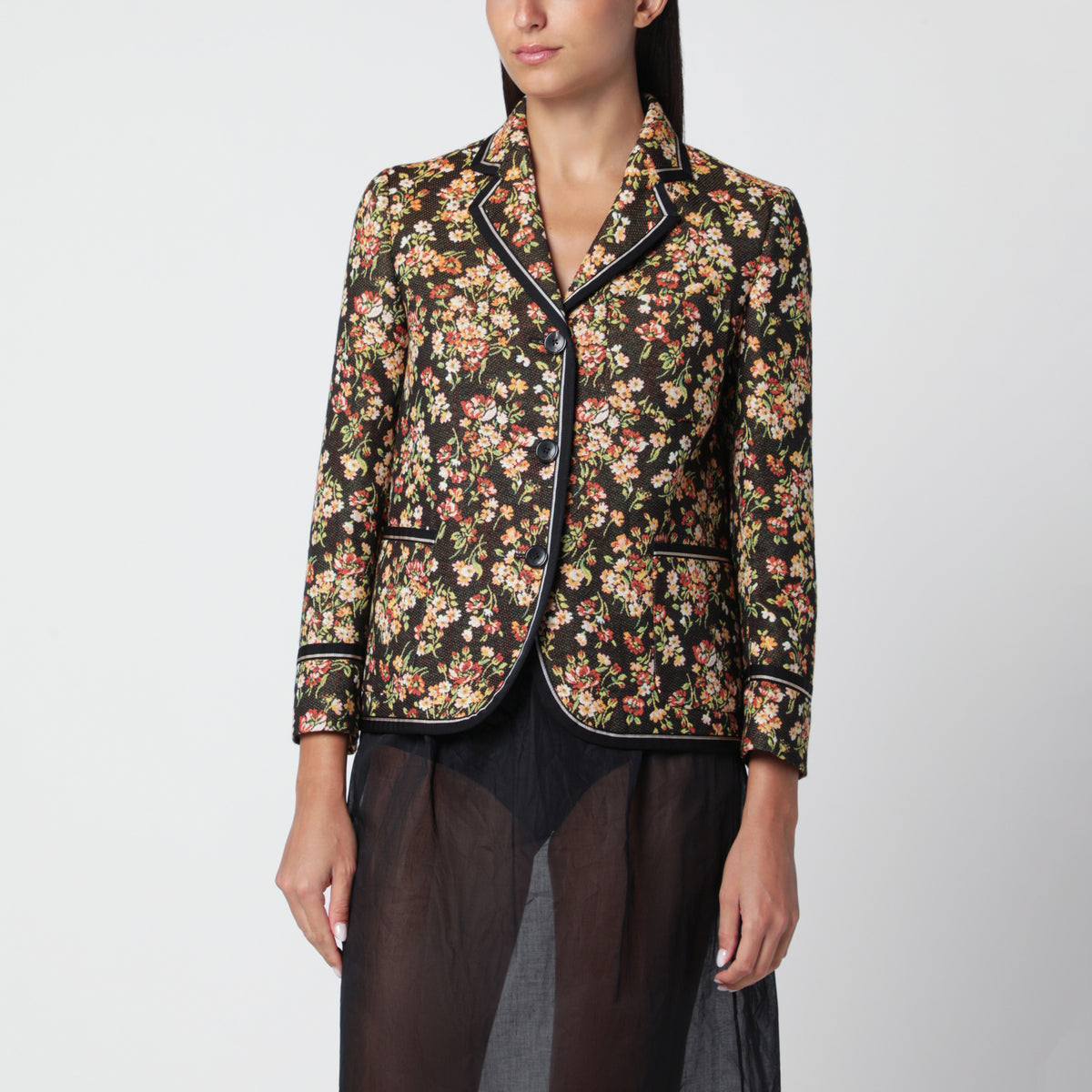 Brown floral gobelin blazer