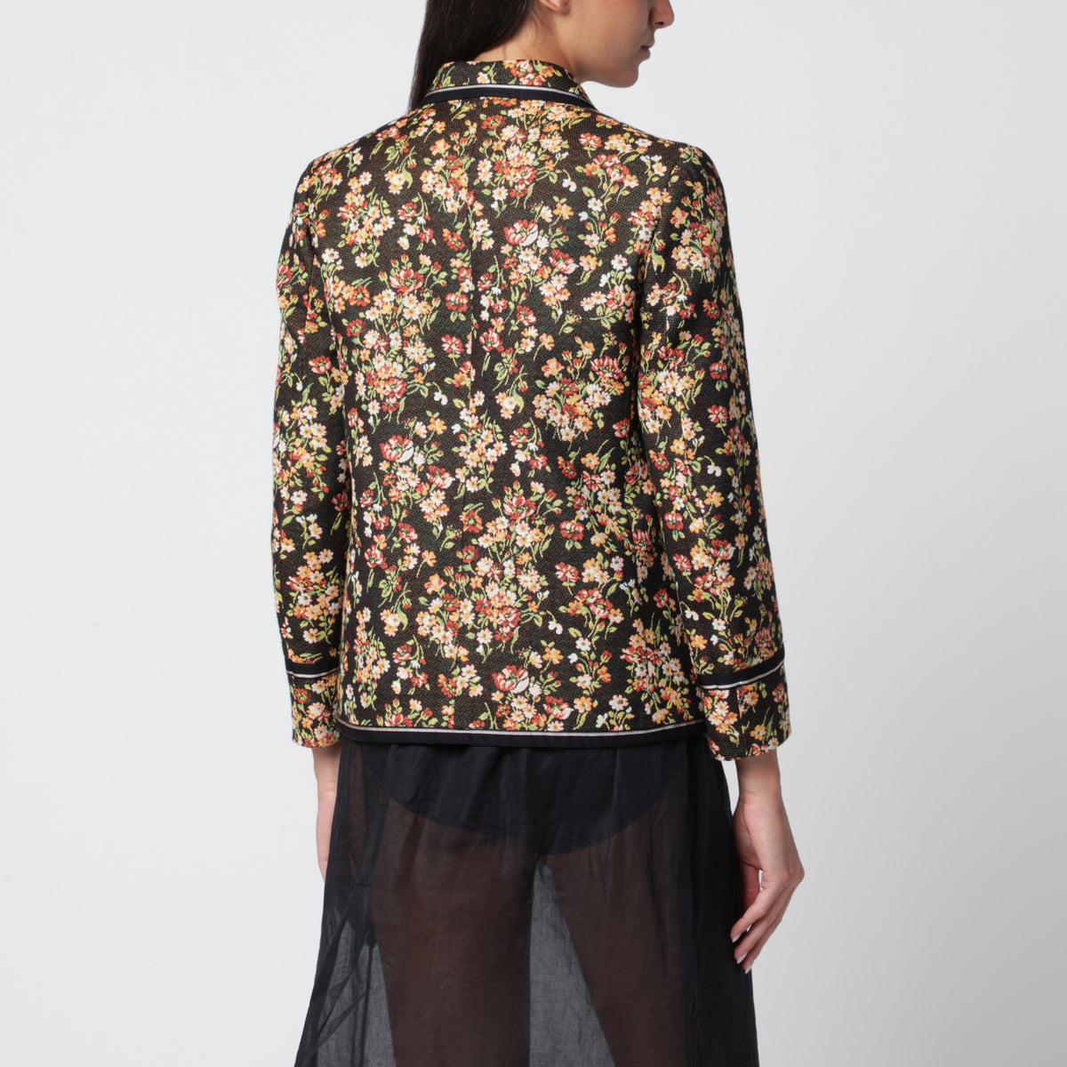 Brown floral gobelin blazer