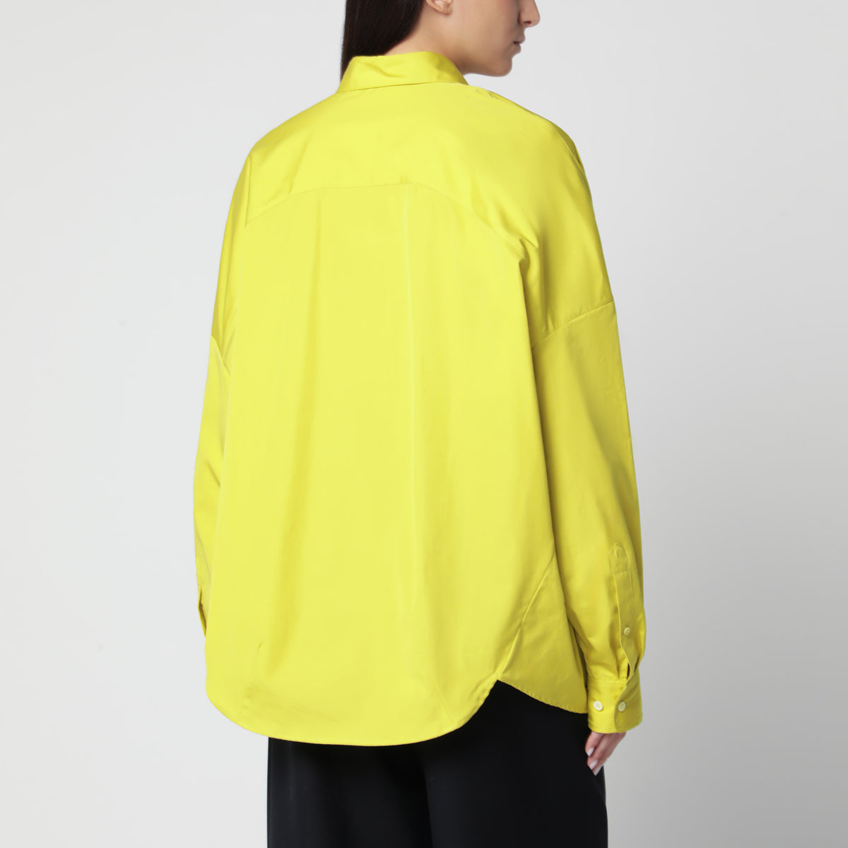 Camicia oversize color lime in popeline di cotone