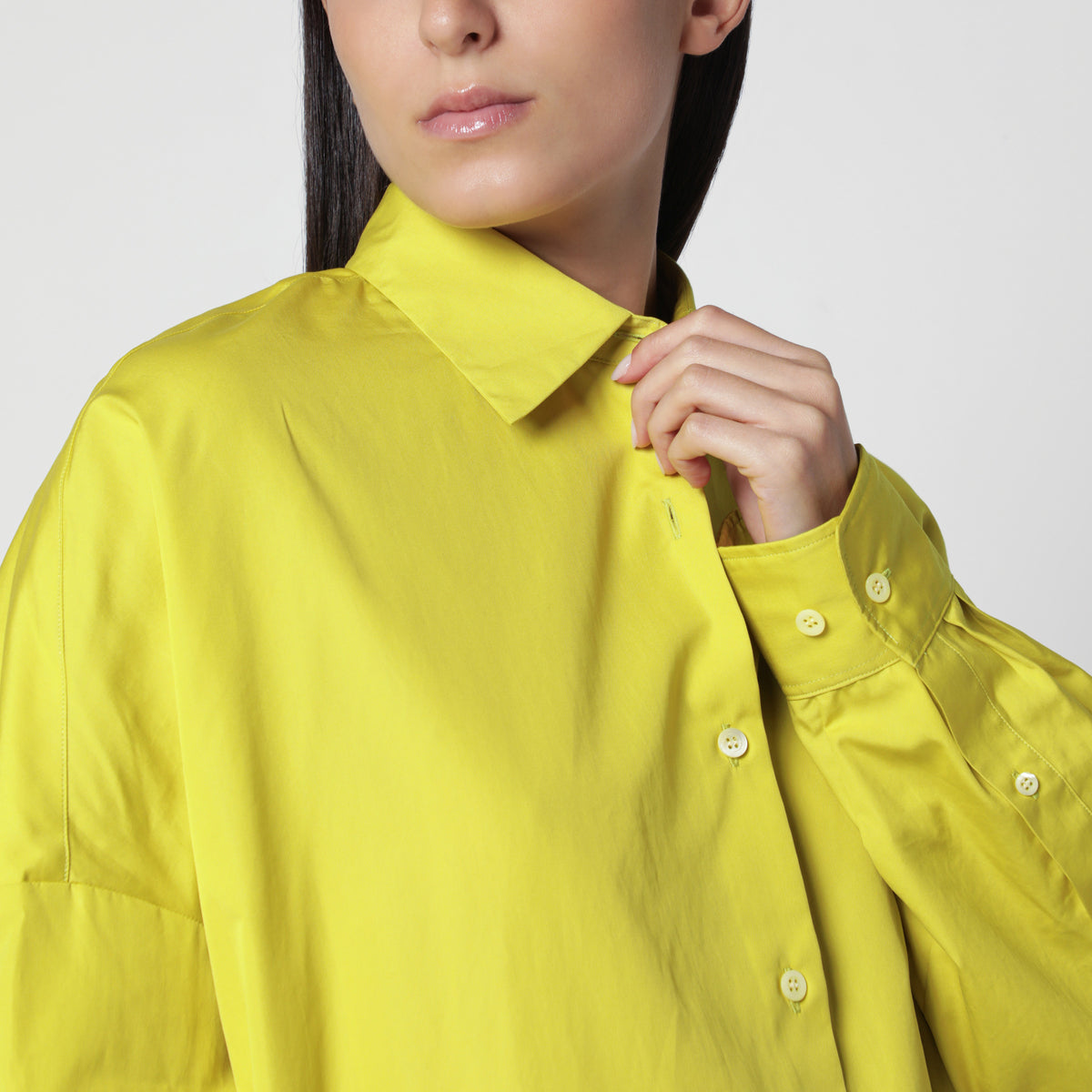 Camicia oversize color lime in popeline di cotone