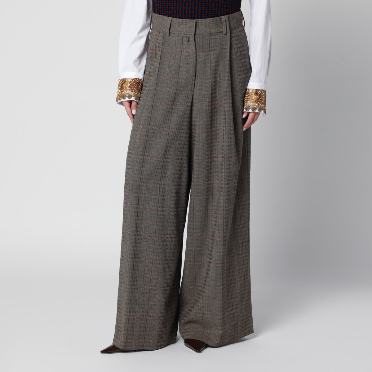 Pantaloni ampi Cement in lana
