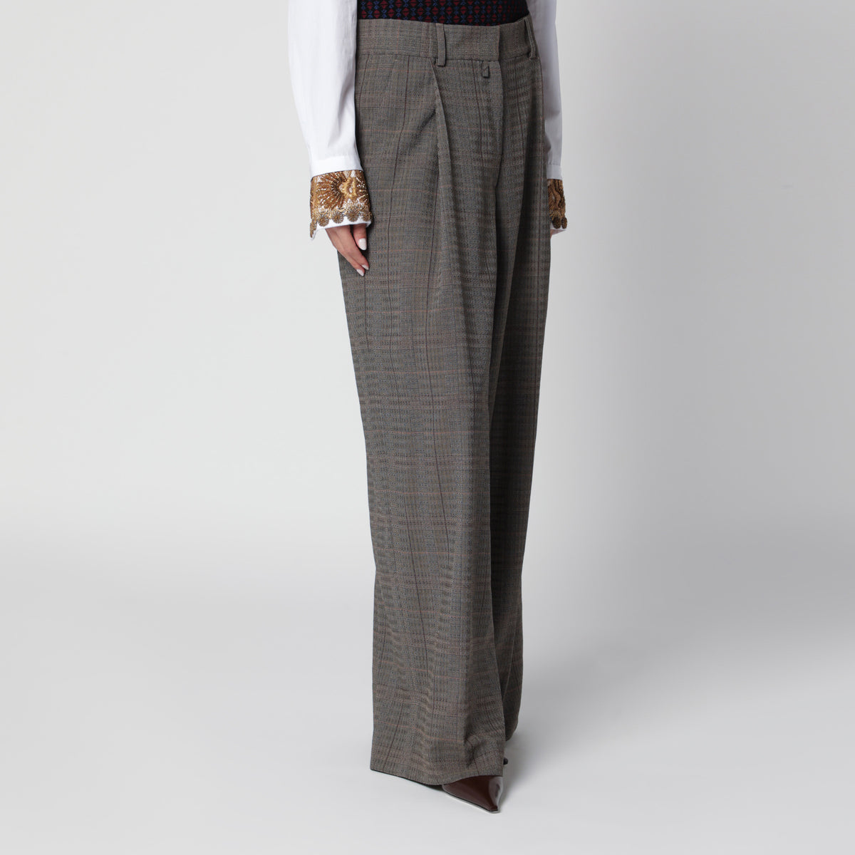 Pantaloni ampi Cement in lana