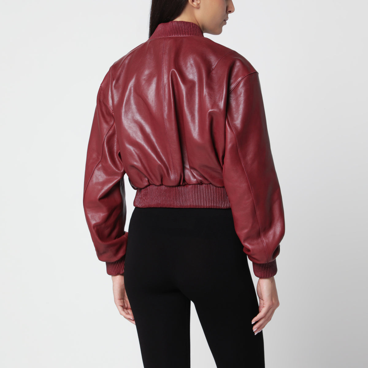 Bomber court Hannah rouge en cuir