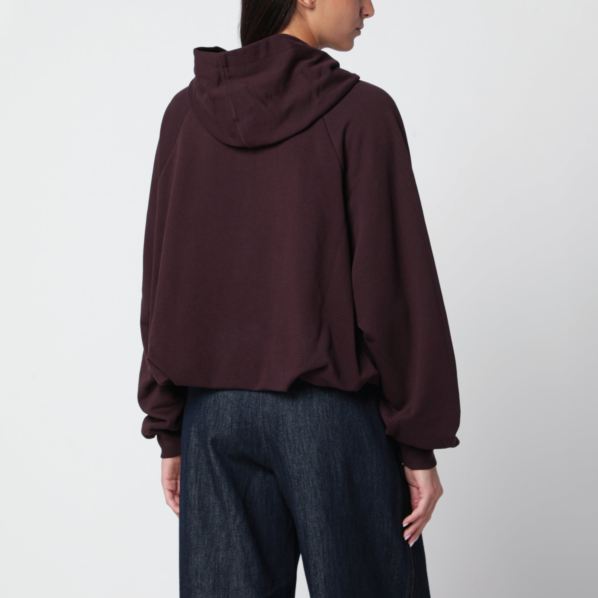 Felpa con cappuccio bordeaux in cotone