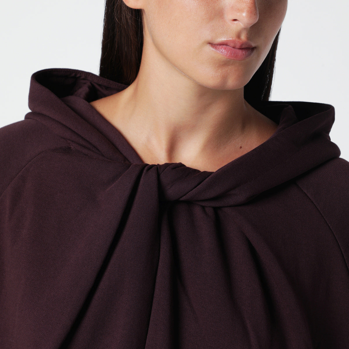 Felpa con cappuccio bordeaux in cotone