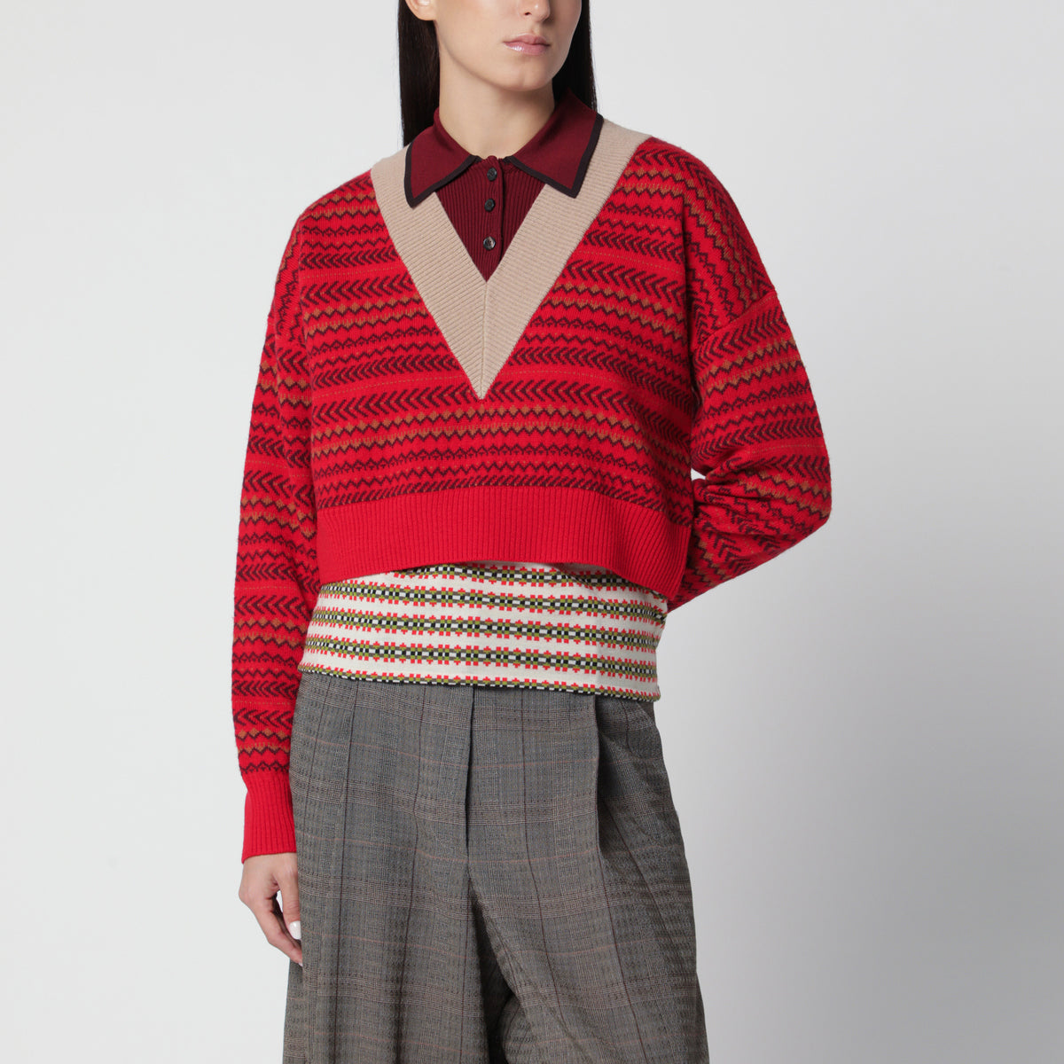 Red wool and viscose sweater