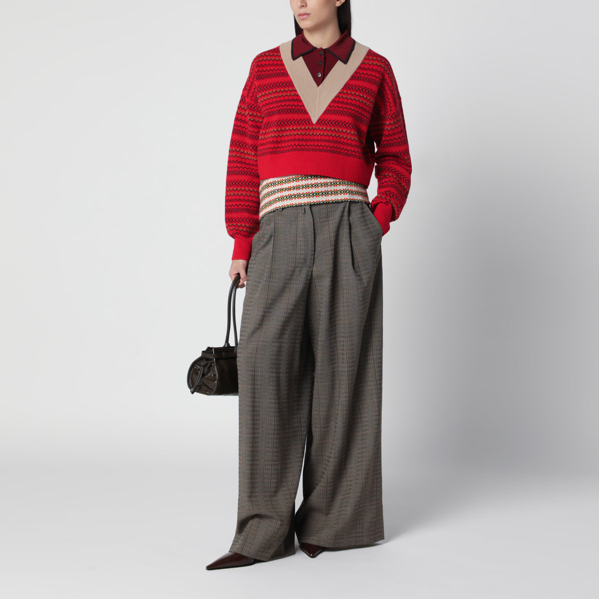 Red wool and viscose sweater