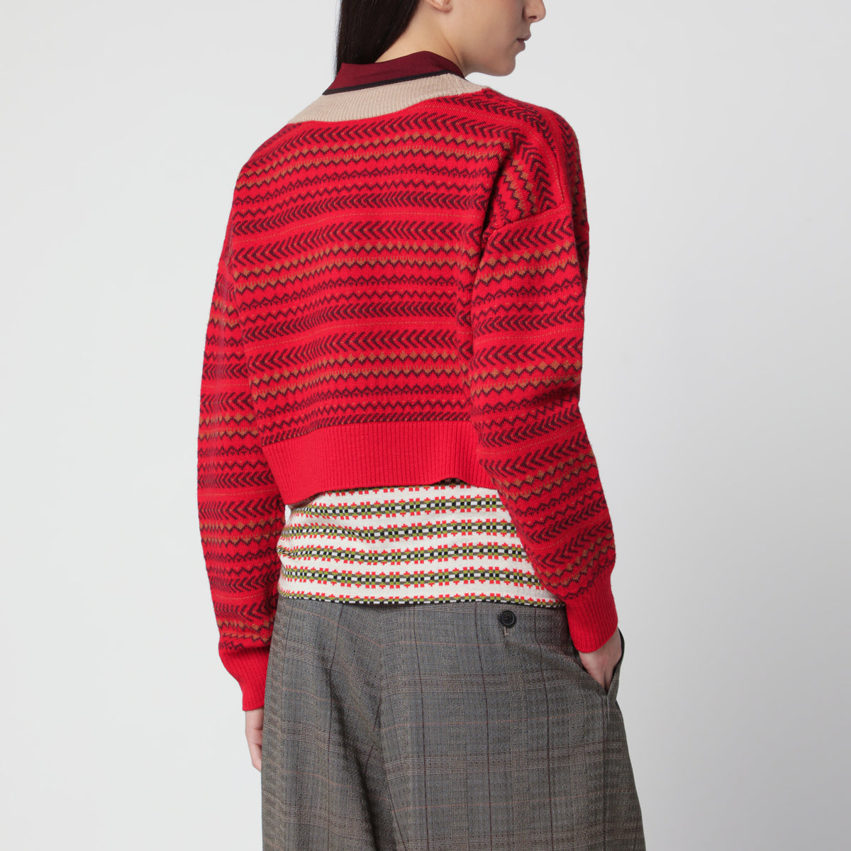 Red wool and viscose sweater