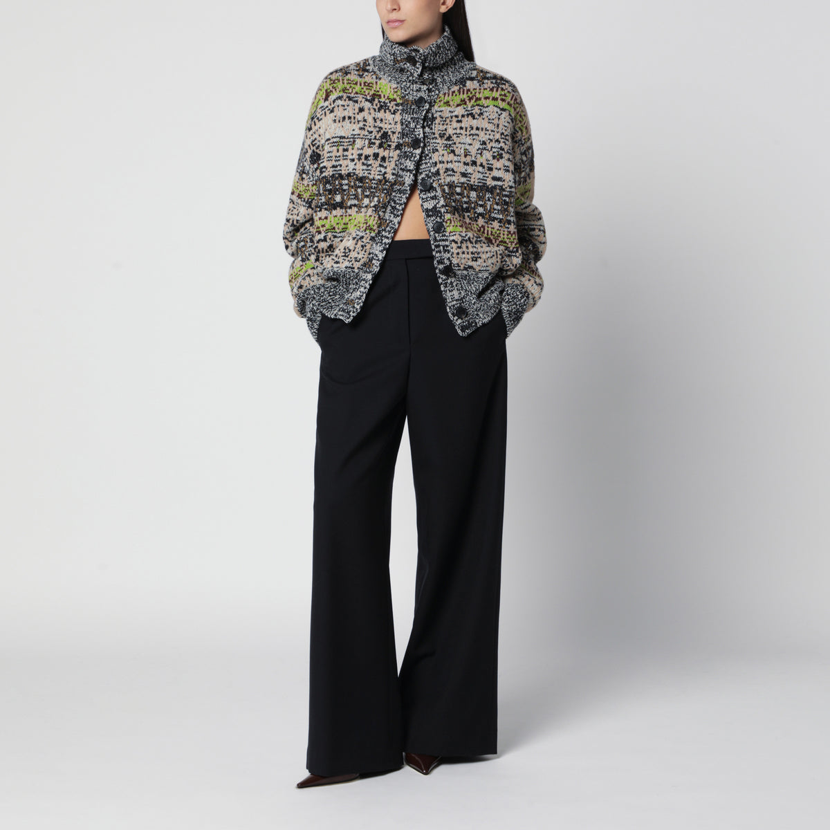 Mehrfarbiger Oversize-Cardigan aus Jacquardwolle