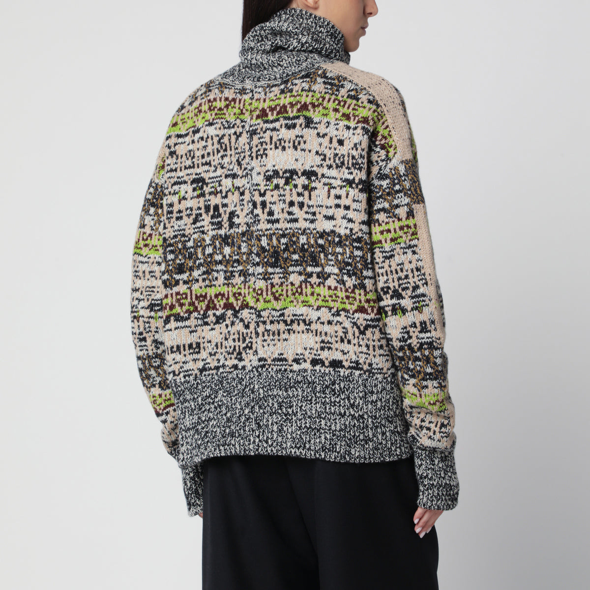 Mehrfarbiger Oversize-Cardigan aus Jacquardwolle