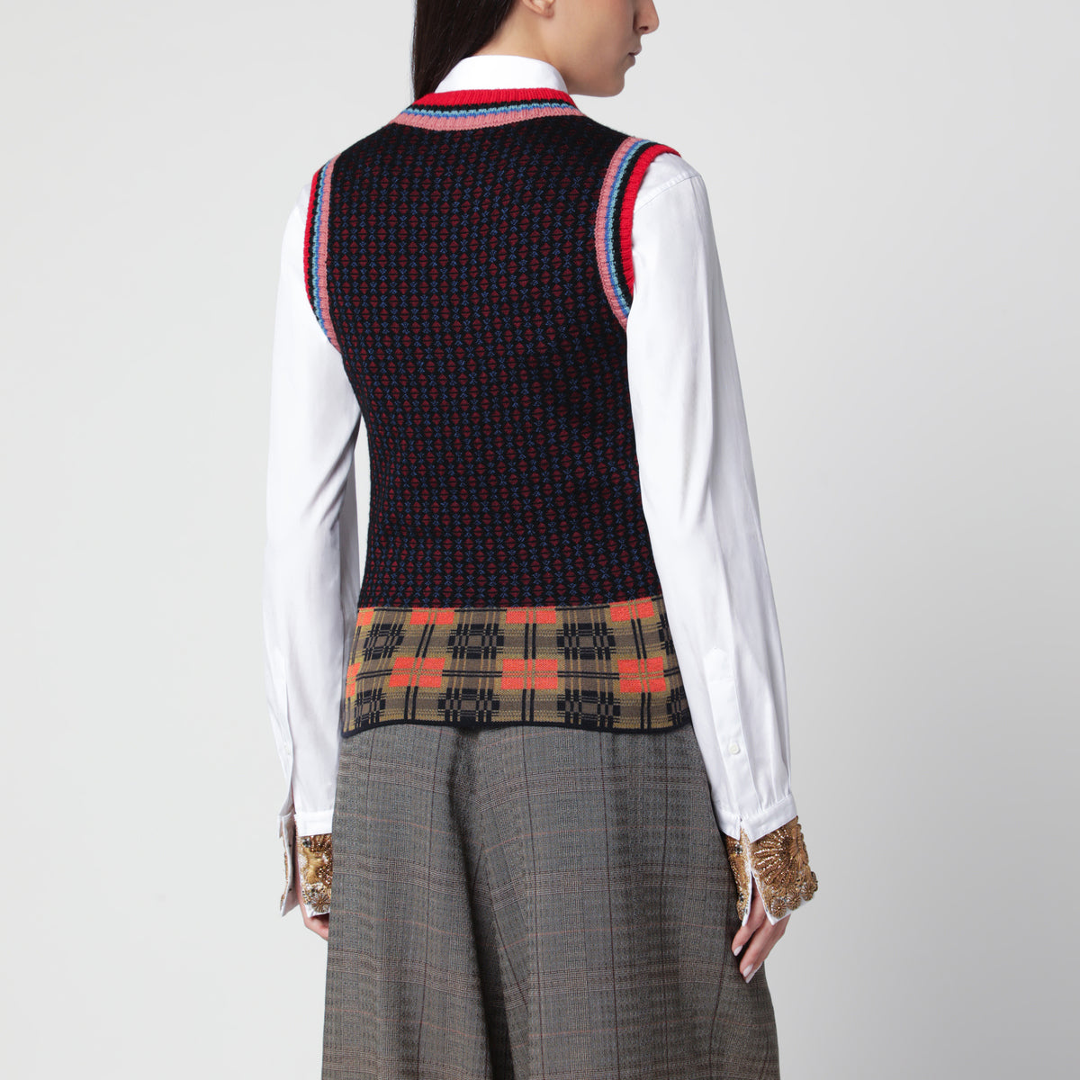 Bordeaux jacquard vest in wool and viscose