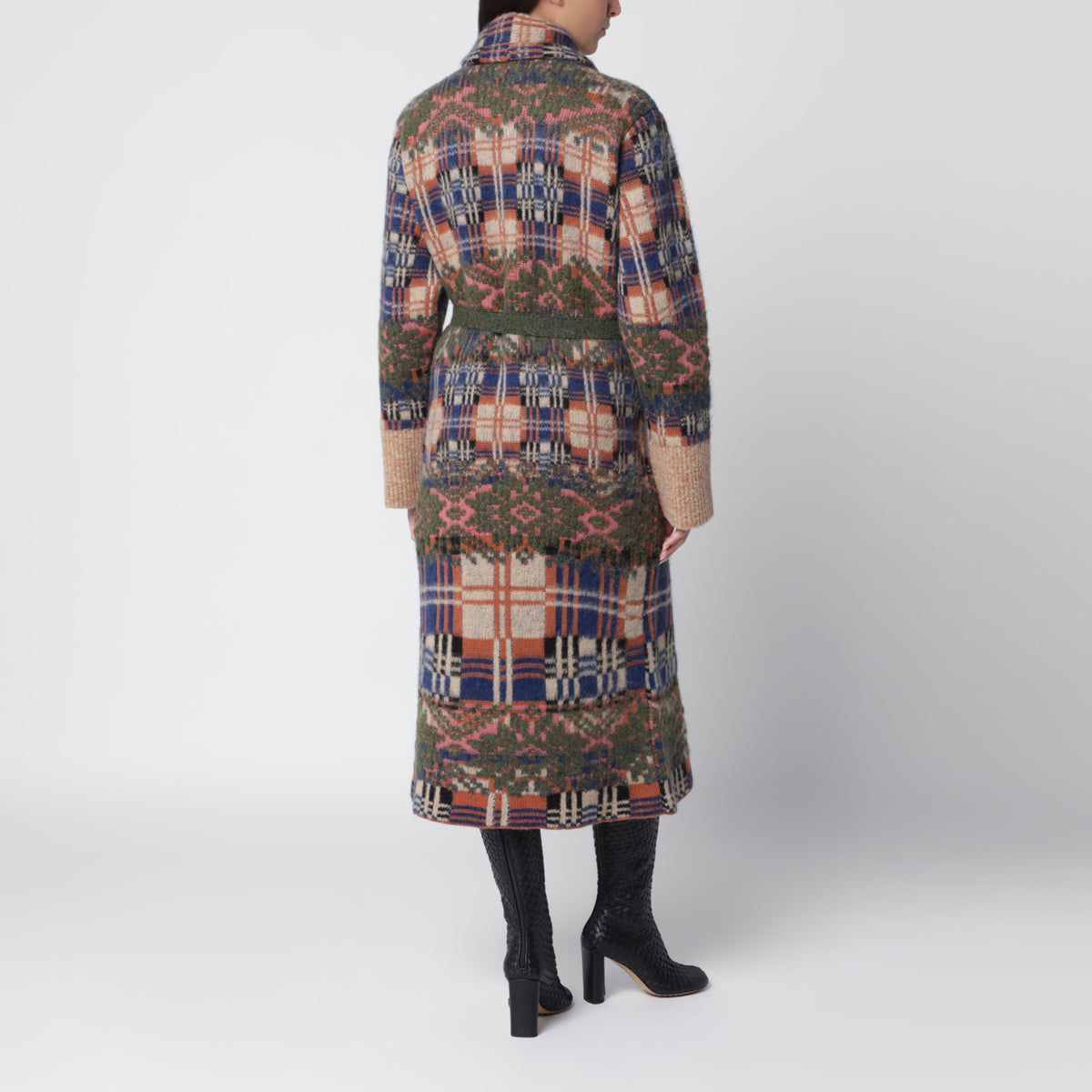 Long ecru cardigan in wool and alpaca
