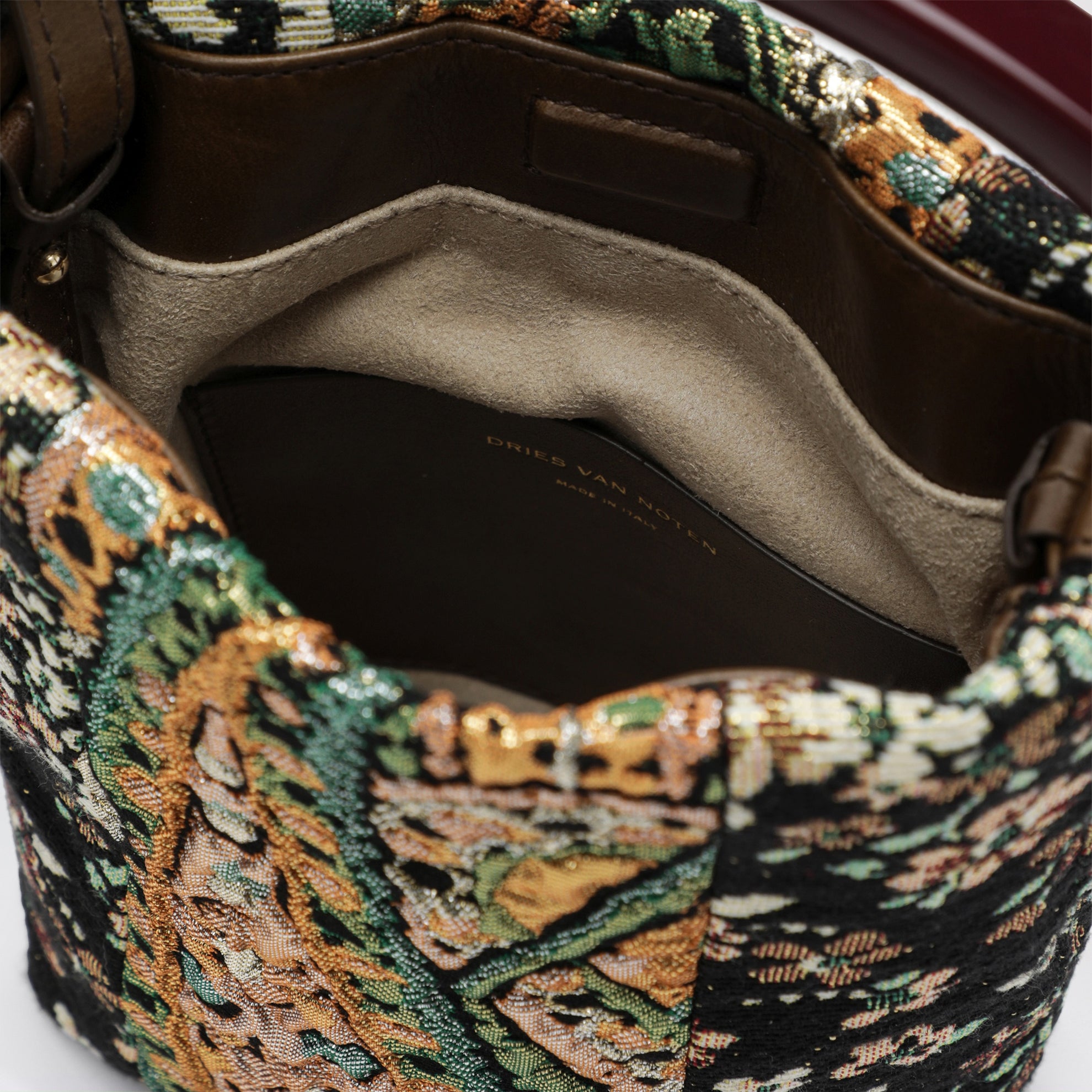 Brown floral gobelin micro bag