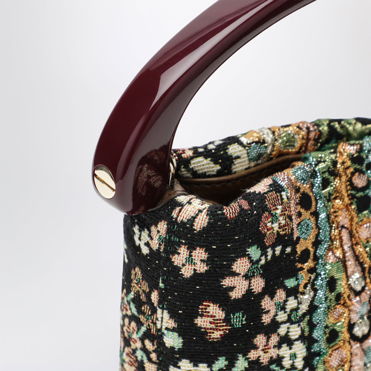 Brown floral gobelin micro bag