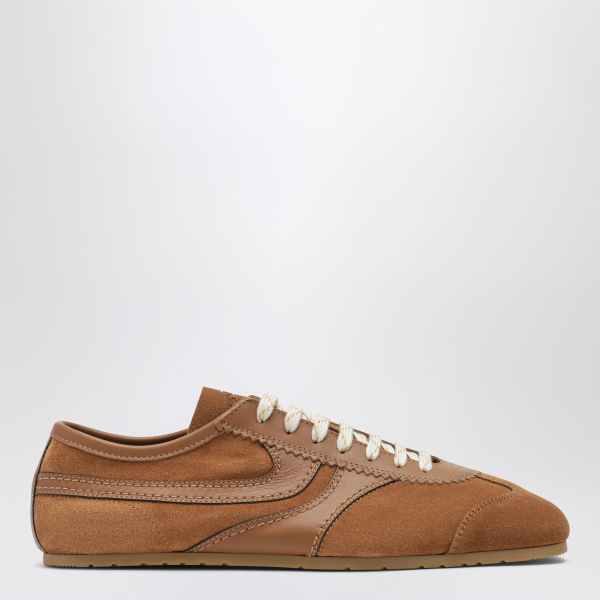 Sneaker marrone in pelle e suede