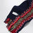Navyblauer Wollschal mit mehrfarbigem Jacquardmuster