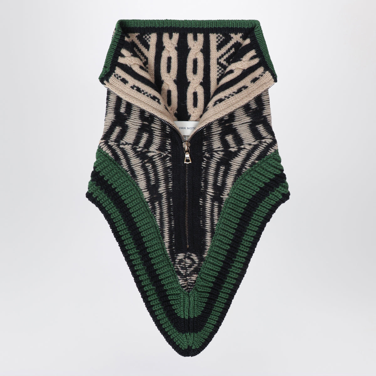 Champagne jacquard wool collar