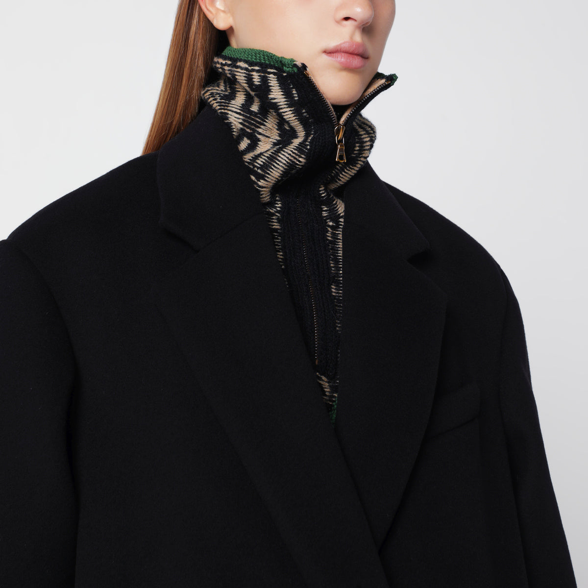 Champagne jacquard wool collar