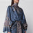 Valiant marineblaues langes Seidenkleid