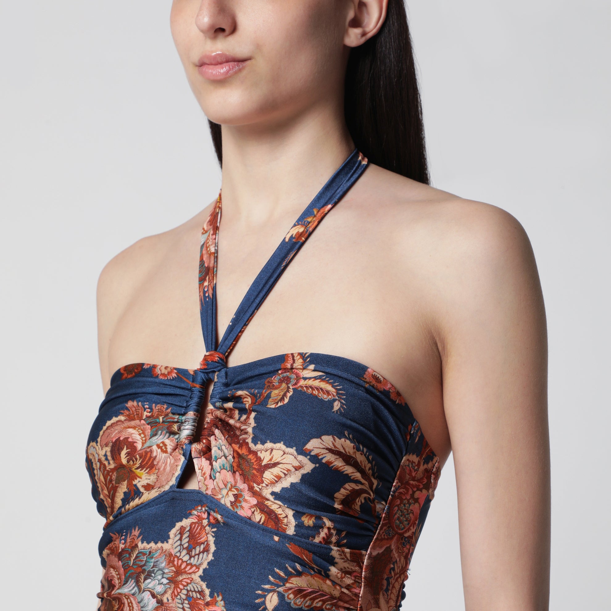 Aster Navy Jacobean one-piece swimsuit
