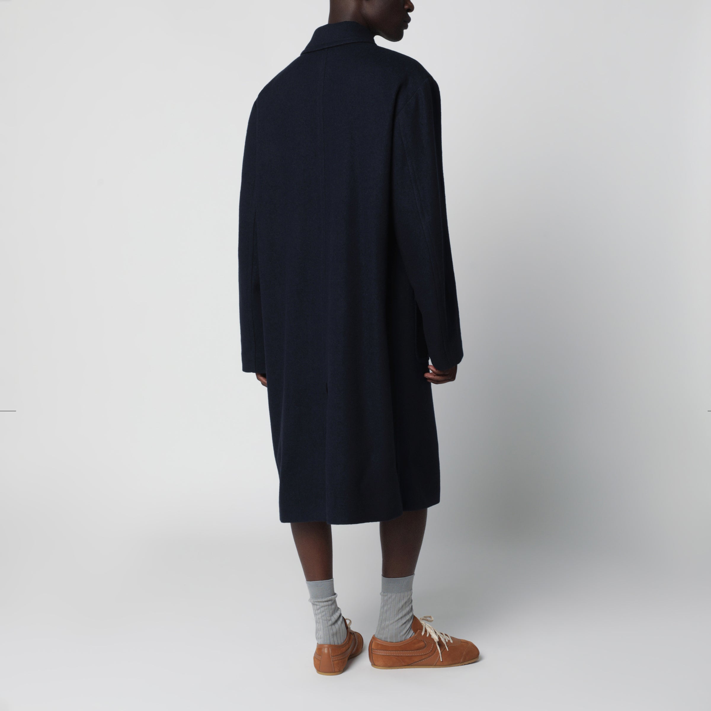 Dries Van Noten Navy blue single-breasted wool coat | TheDoubleF