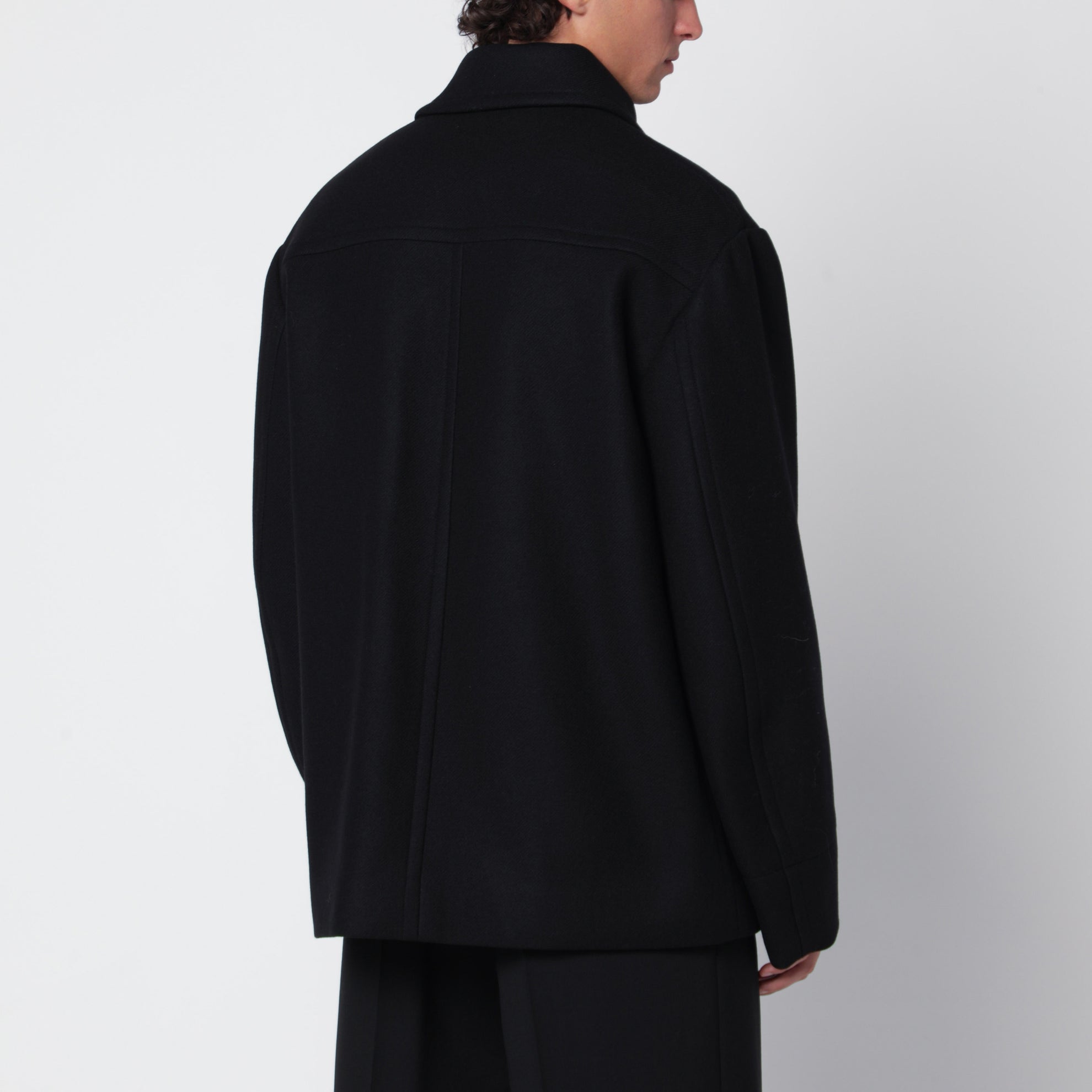Manteau noir en laine mélangée
