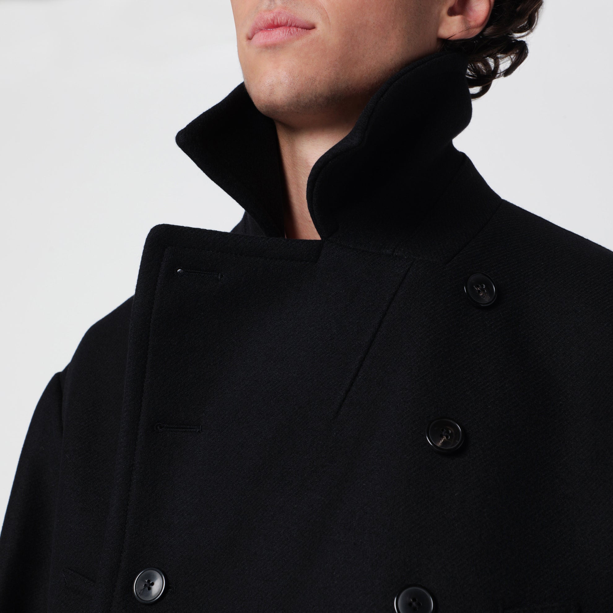 Manteau noir en laine mélangée