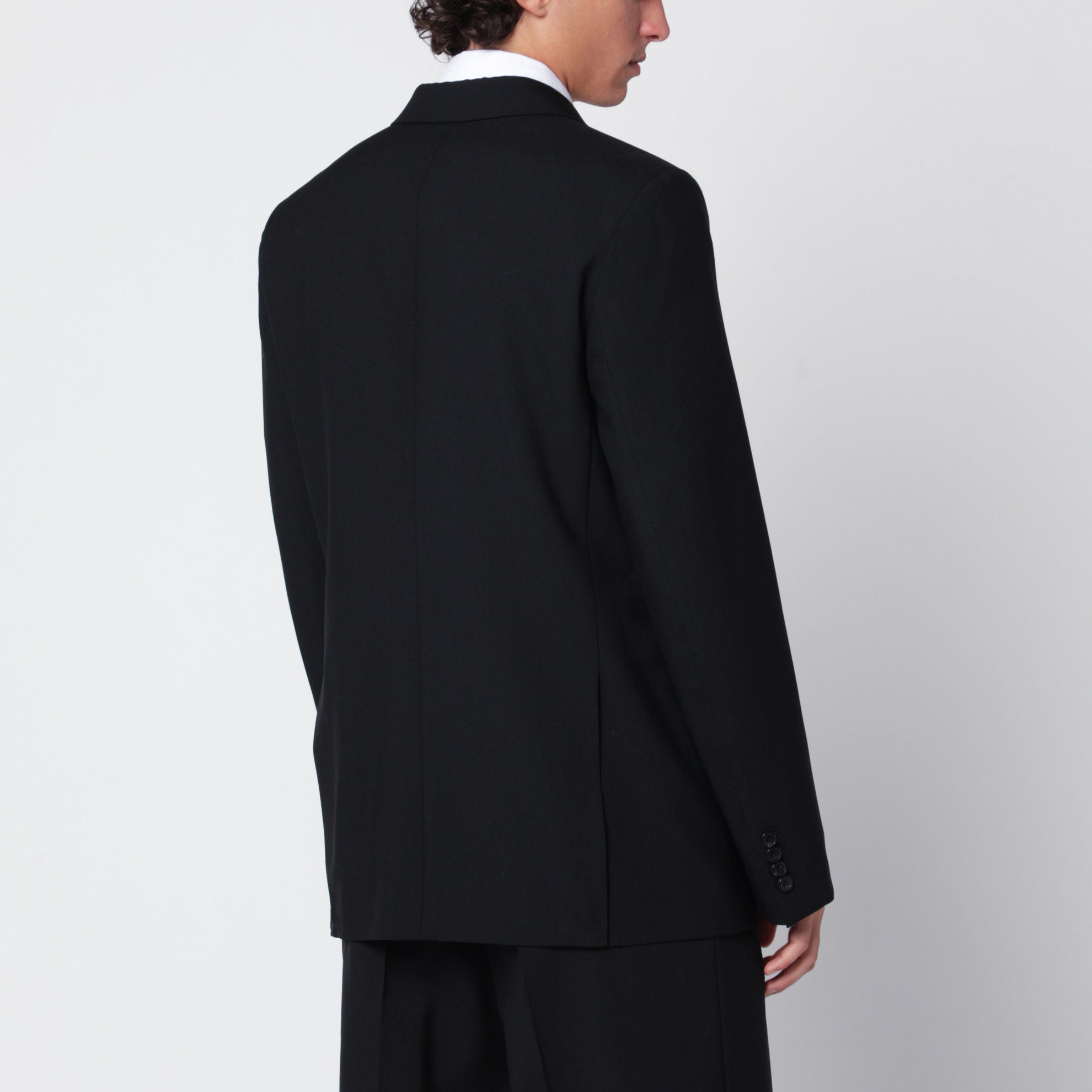 Black double-breasted jacket in wool