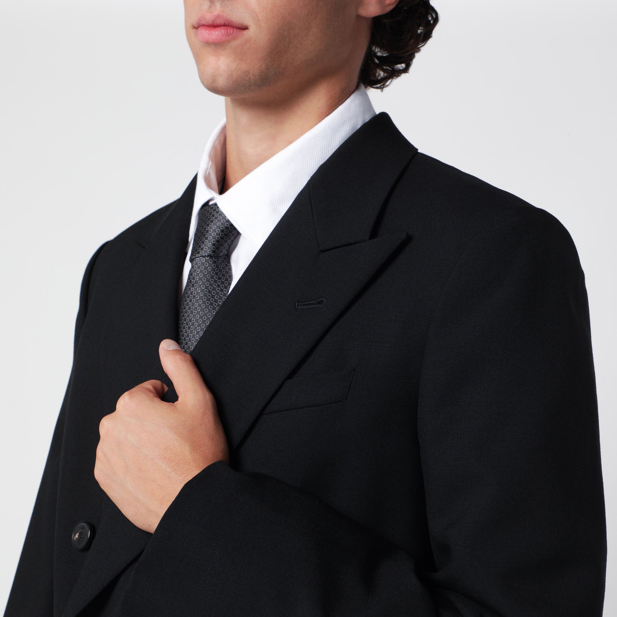 Black double-breasted jacket in wool