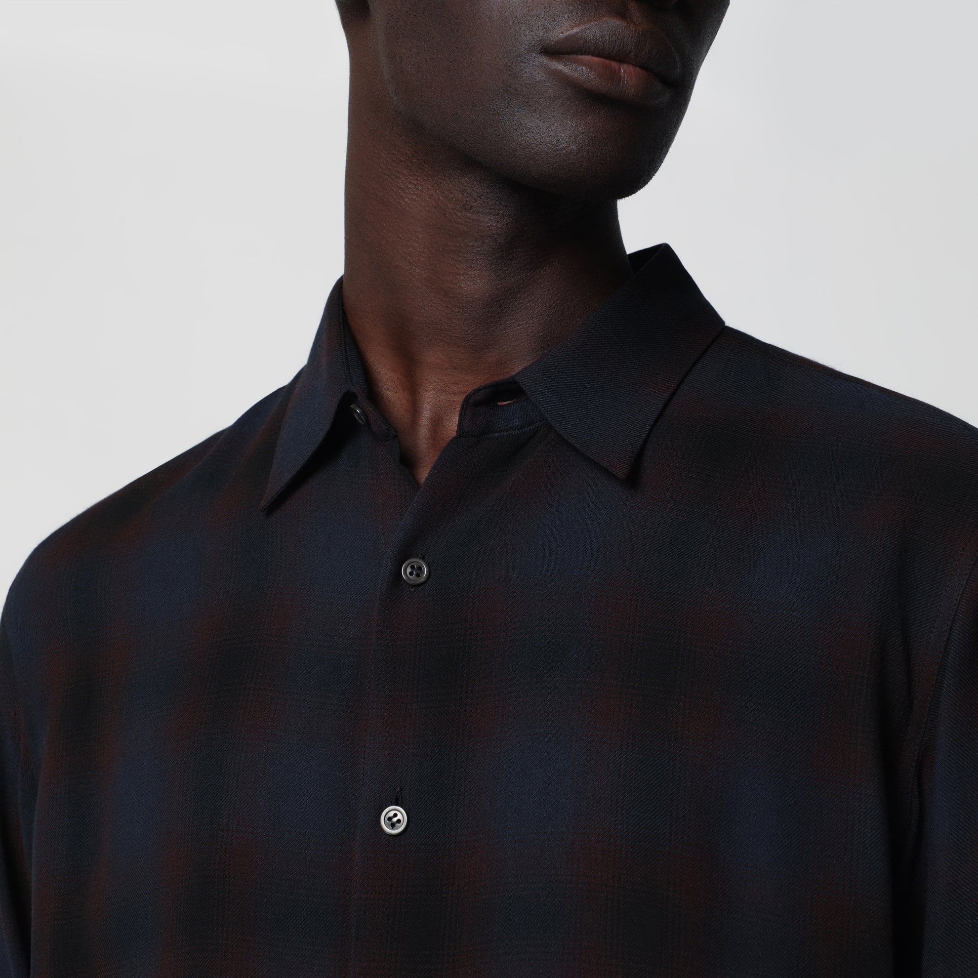 Camicia marrone motivo check in viscosa