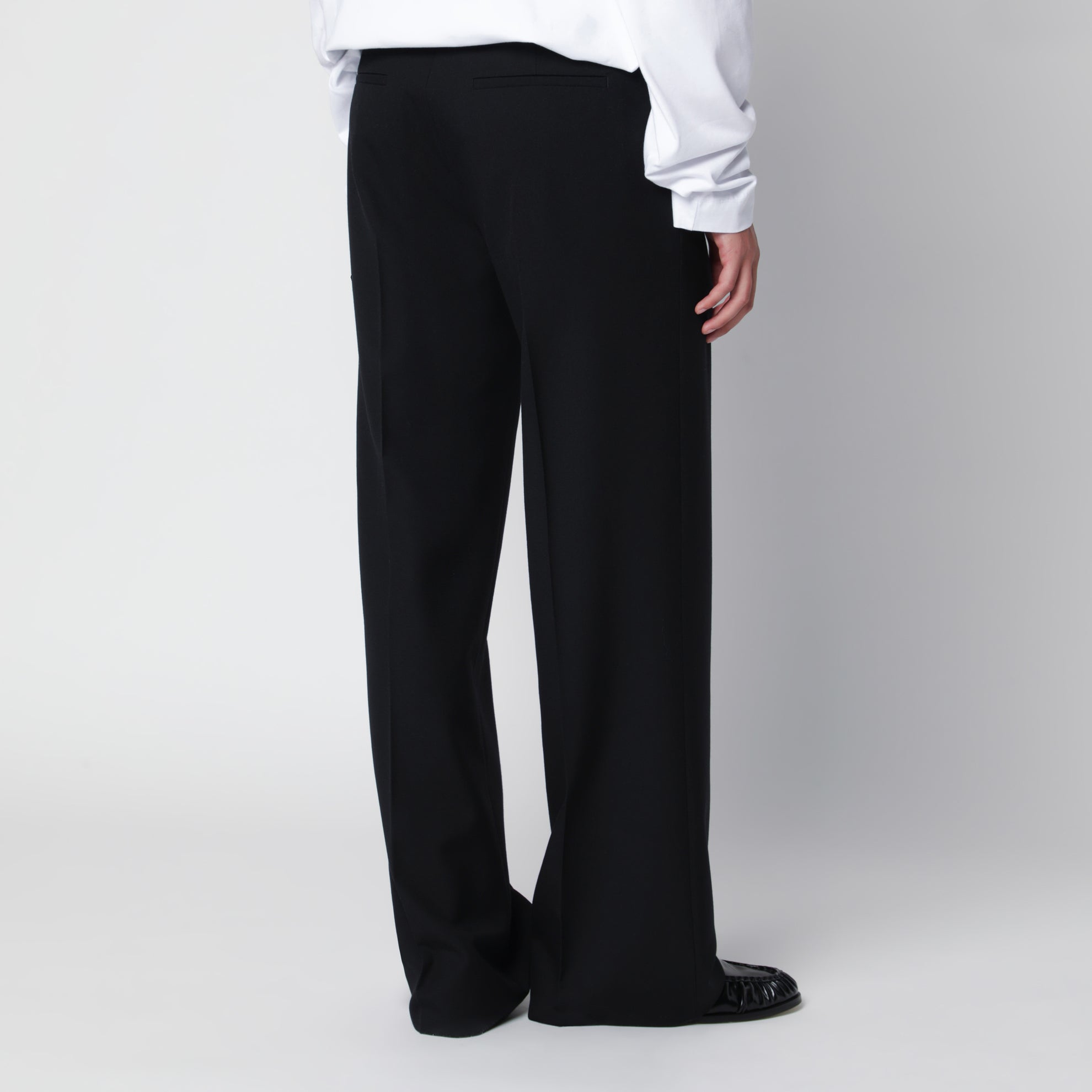 Pantaloni con cintura neri in lana