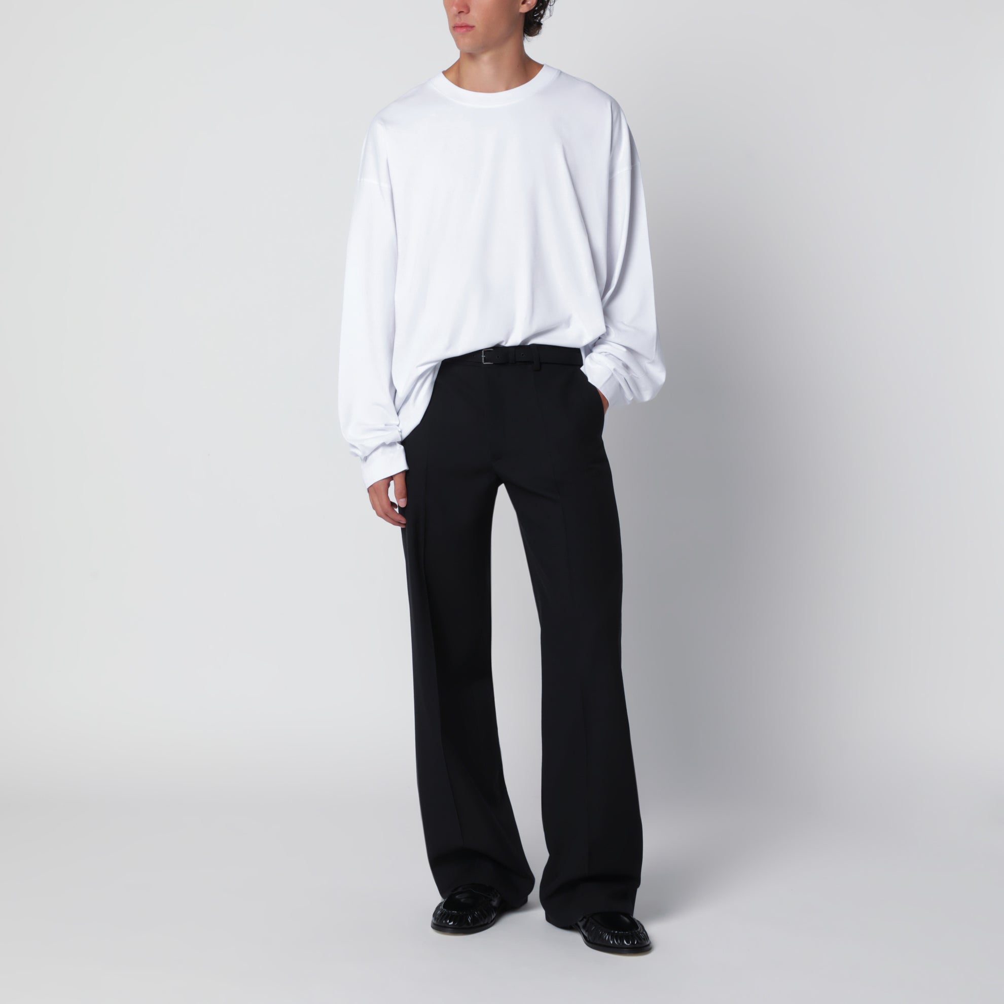 T-shirt a maniche lunghe bianca in cotone