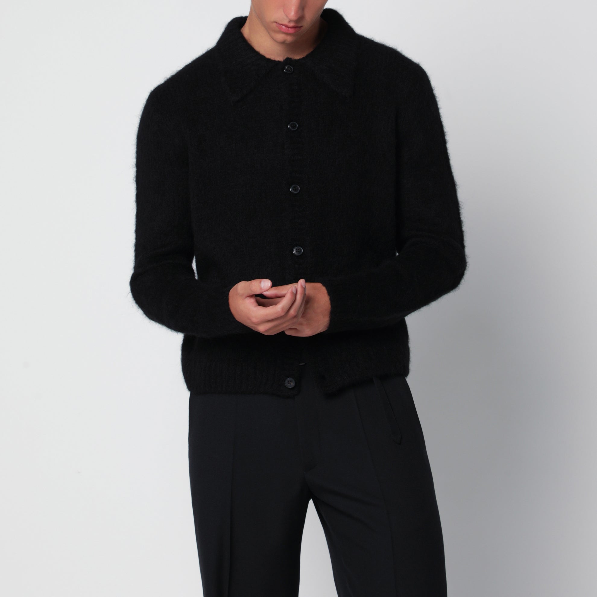 Cardigan Mora nero in misto alpaca