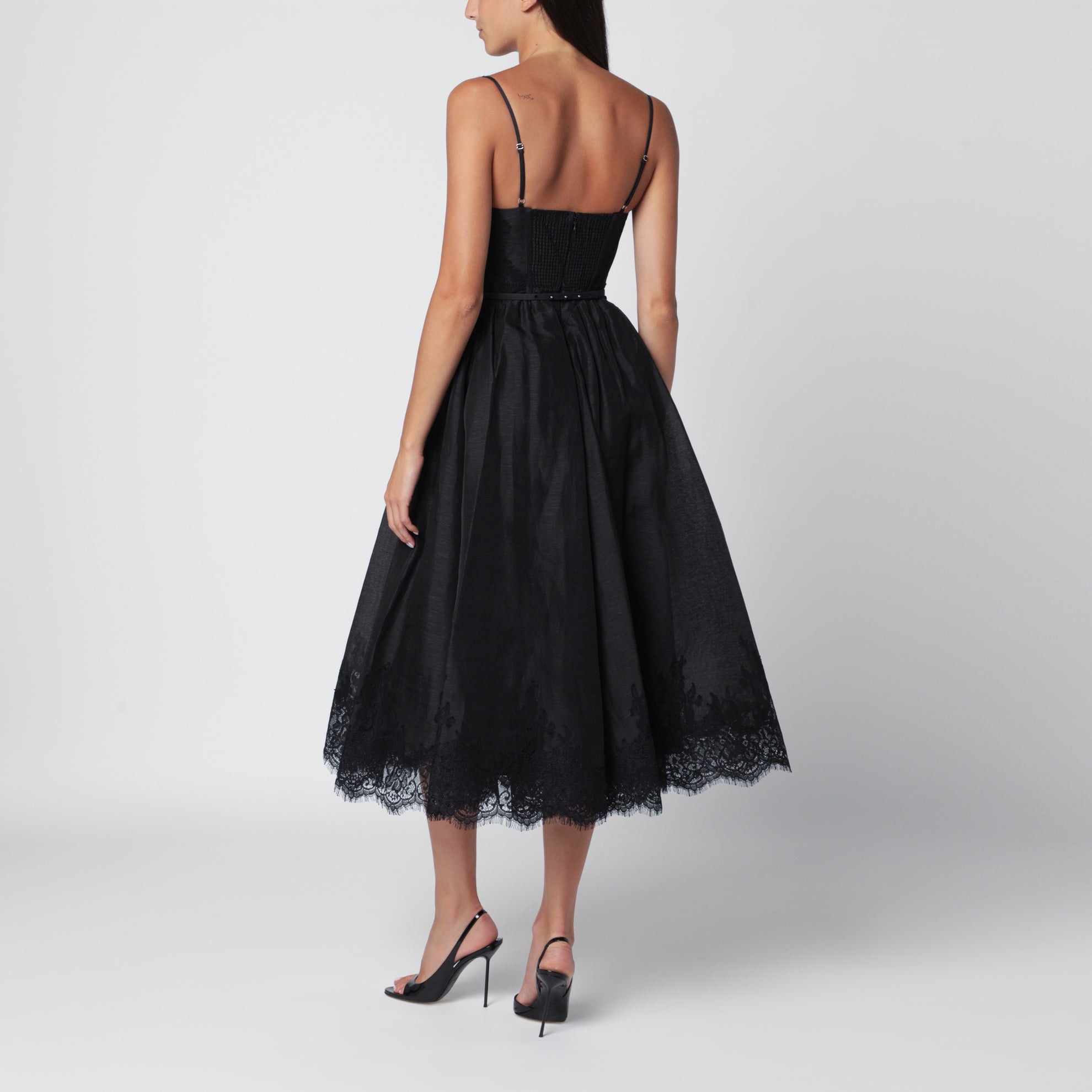 Valiant black silk and linen midi dress