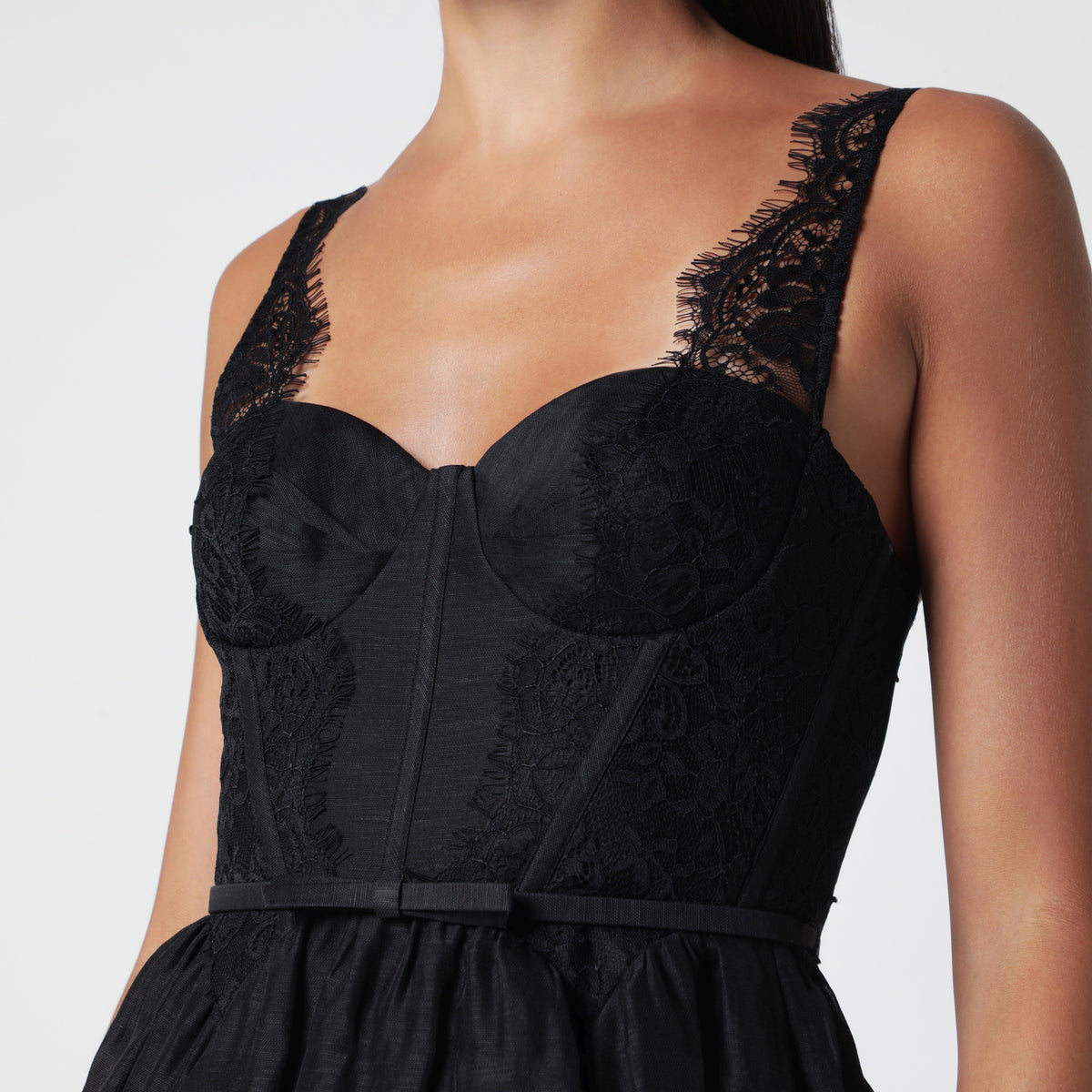 Valiant black silk and linen midi dress