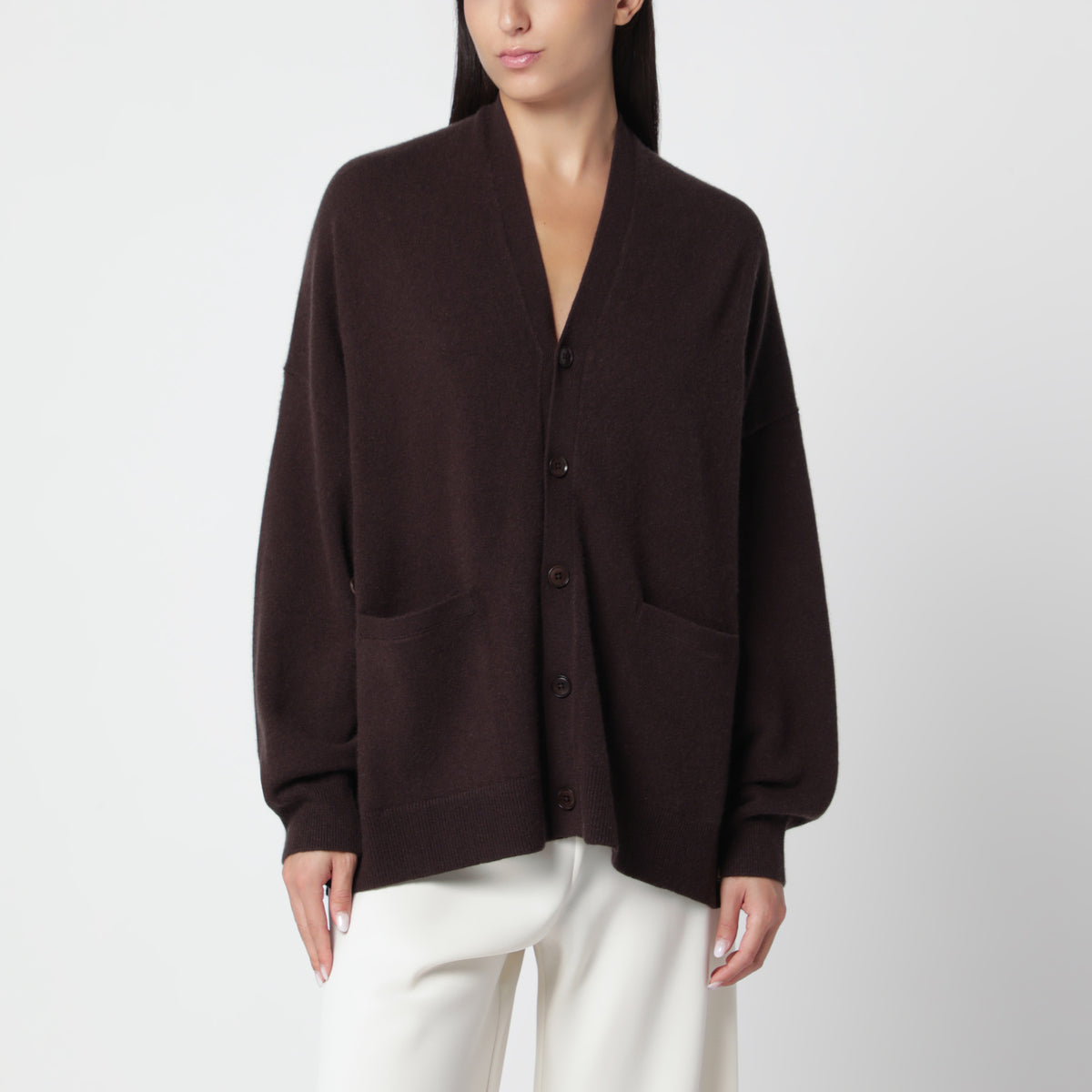 Dark brown Tokio cardigan in cashmere blend