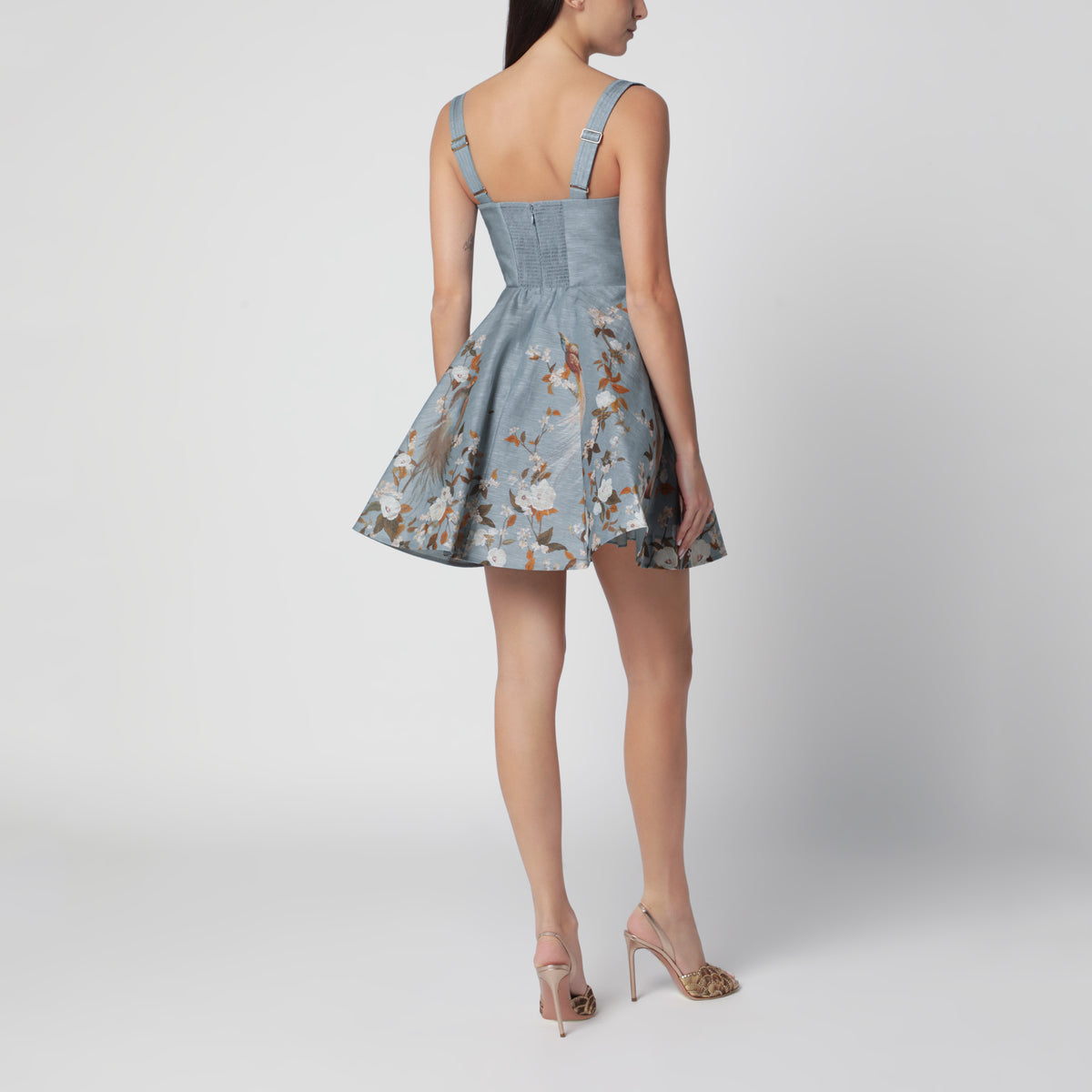 Momentum blue floral silk and linen mini dress