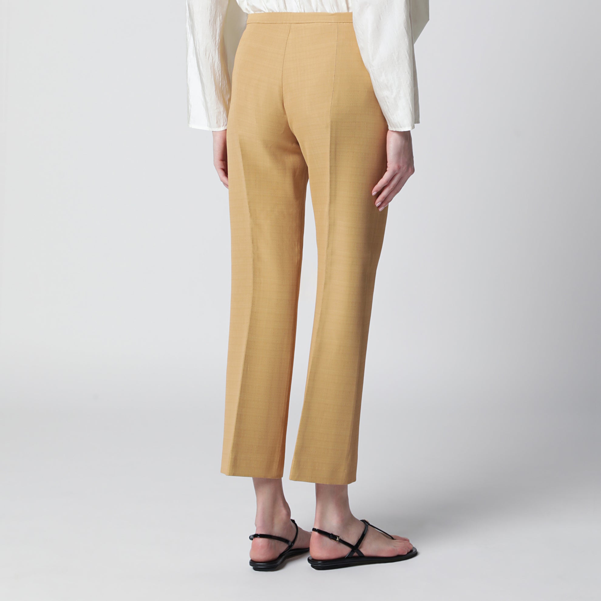 Pantalon beige longueur cheville en mélange de viscose