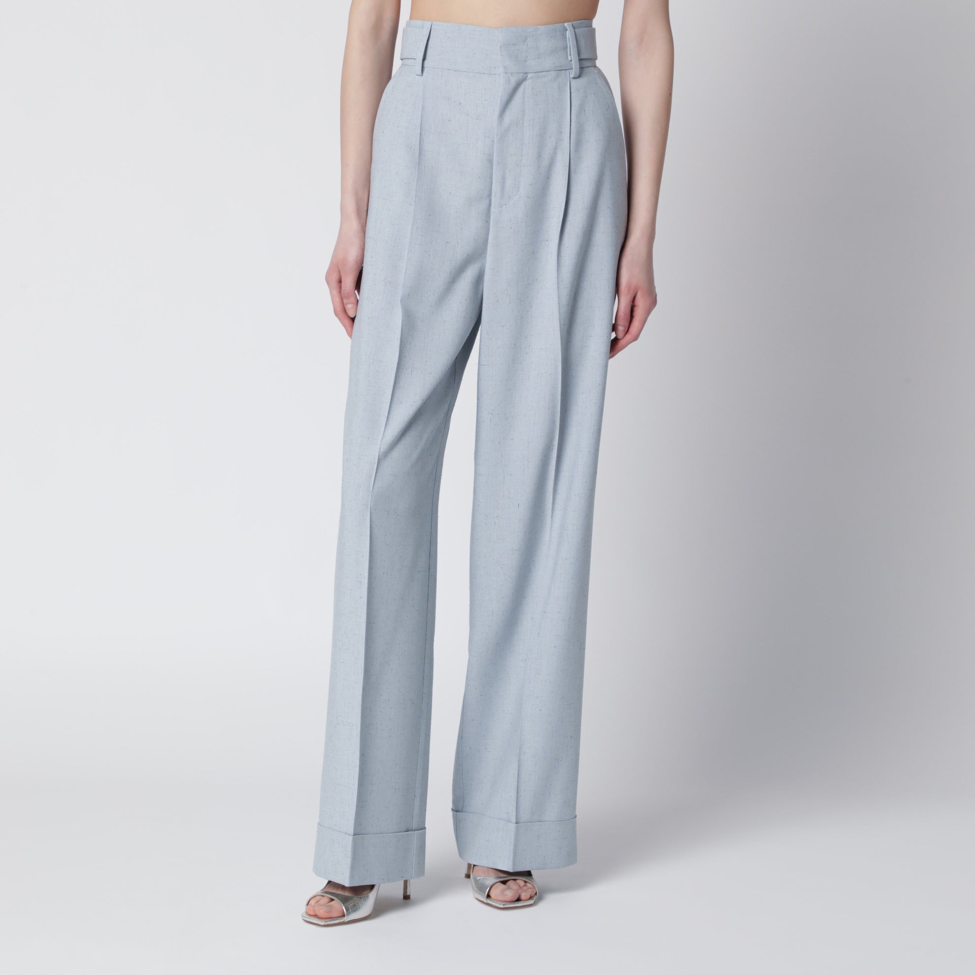 Light blue trousers in viscose blend