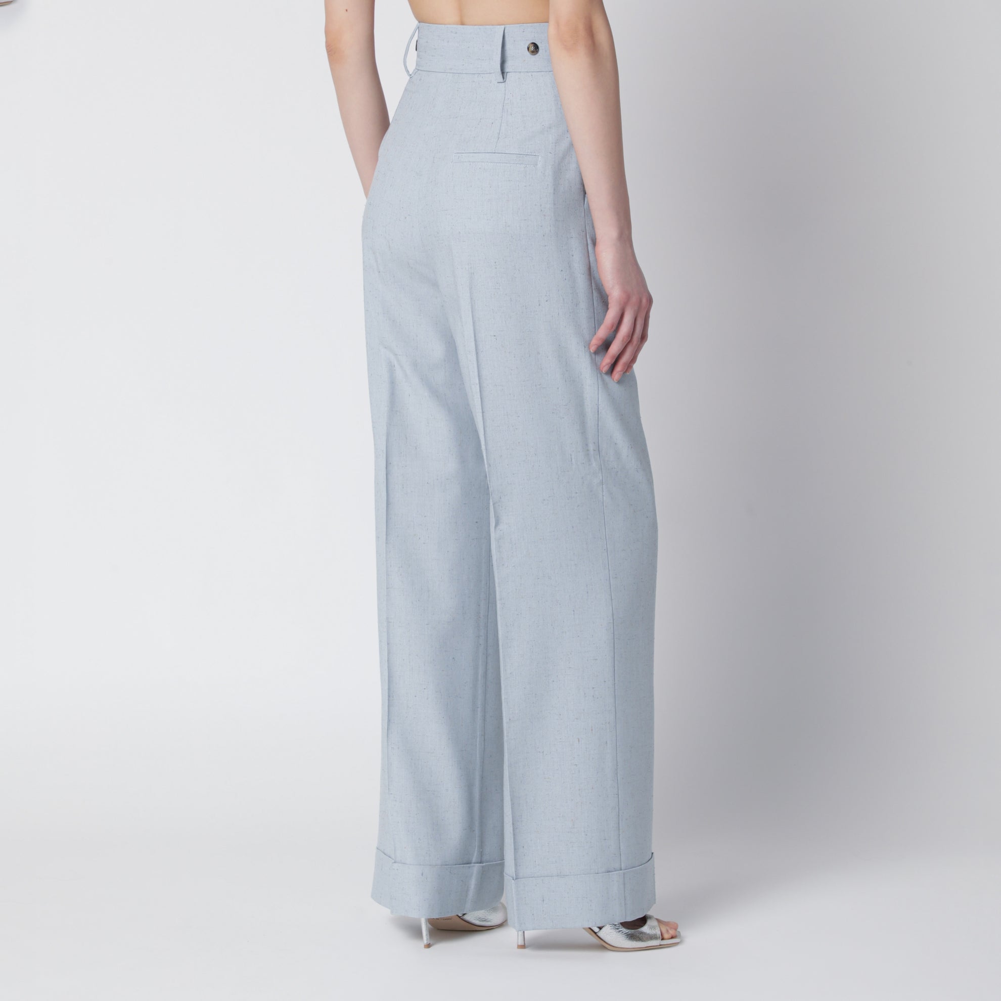 Light blue trousers in viscose blend