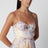 Robe midi Valiant bleue en lin et soie