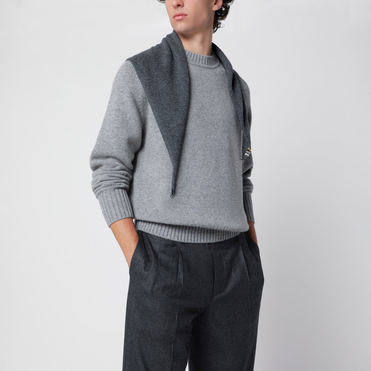 Dark grey N°35 Bandana in cashmere