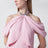 Long pink off-shoulder dress